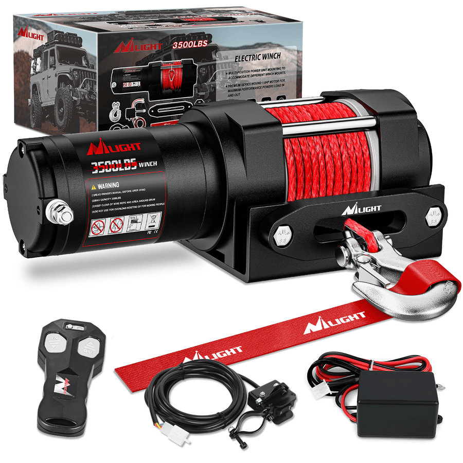 Nilight 3500 lb ATV/UTV Electric Winch Kit With Synthetic Winch Rope