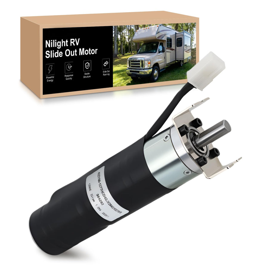 Nilight 364262 RV in-Wall Slide-Out Motor with Brake Lippert SlimRack | Brake 42mm Mid Torque Motor Compatible with Lippert SlimRack Schwintek in Wall Slide System for Travel Trailer Camper