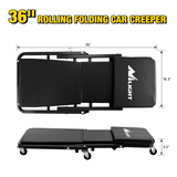 Nilight 36inch Z Creeper - 2-in-1 Folding Rolling Mechanic Seat 36 inches Adjustable Lay-Down or Sit Garage Chair, 330 lbs Capacity, Grey Black, view 2