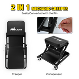 Nilight 36inch Z Creeper - 2-in-1 Folding Rolling Mechanic Seat 36 inches Adjustable Lay-Down or Sit Garage Chair, 330 lbs Capacity, Grey Black, view 6