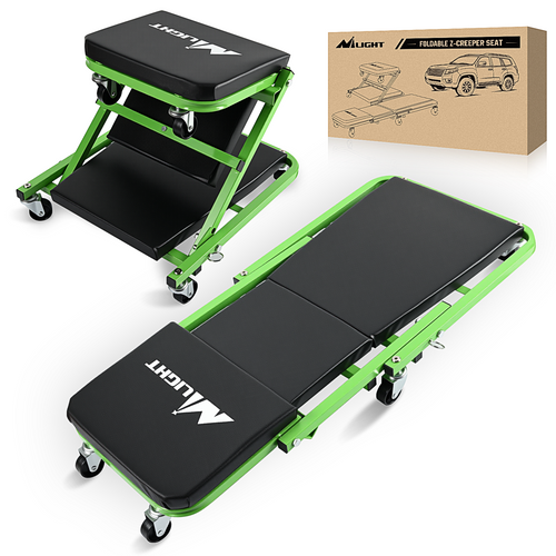 Nilight 36Inch Z Creeper - 2-in-1 Rolling Folding Car Seat, 36 inches Adjustable Roller Garage Chair Lay Down or Sit, 330LBS Capacity, Green Black (25% OFF Final Checkout)