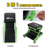 Nilight 36Inch Z Creeper - 2-in-1 Rolling Folding Car Seat, 36 inches Adjustable Roller Garage Chair Lay Down or Sit, 330LBS Capacity, Green Black, view 3
