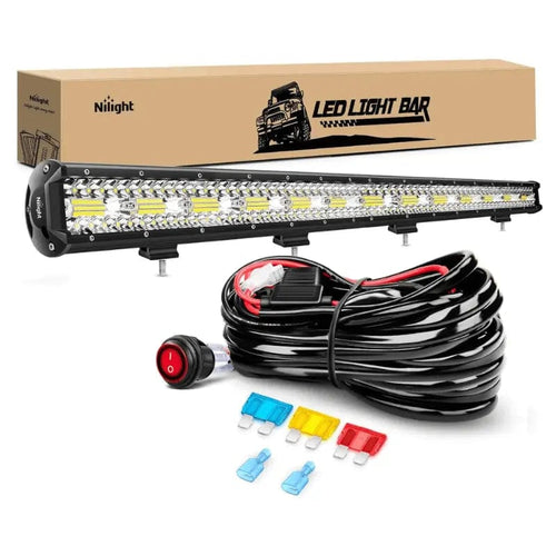 Nilight 37 Inch 780W 78000LM Triple Row Spot Flood LED Light Bar | 14AWG Wire 3Pin Switch