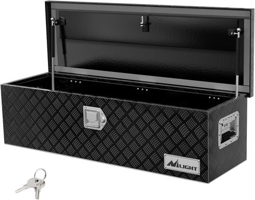 Nilight 39 Inch Truck Tool Box Heavy Duty Aluminum Stripes Plated Pick Up Truck Bed Toolboxes 39 Inchx13 Inchx10 Inch Waterproof Storage Organizer for Bed of Truck RV Trailer with Side Handle Lock Keys, Black