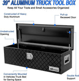 Nilight 39 Inch Truck Tool Box Heavy Duty Aluminum Stripes Plated Pick Up Truck Bed Toolboxes 39 Inchx13 Inchx10 Inch Waterproof Storage Organizer for Bed of Truck RV Trailer with Side Handle Lock Keys, Black, view 2