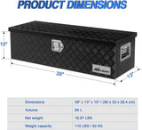 Nilight 39 Inch Truck Tool Box Heavy Duty Aluminum Stripes Plated Pick Up Truck Bed Toolboxes 39 Inchx13 Inchx10 Inch Waterproof Storage Organizer for Bed of Truck RV Trailer with Side Handle Lock Keys, Black, view 3