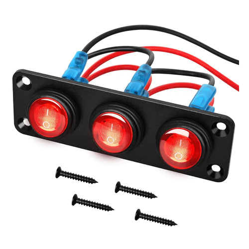 Nilight 3Gang 3Pin Pre-wired Toggle Switch Panel Red