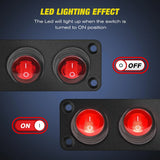 Nilight 3Gang 3Pin Pre-wired Toggle Switch Panel Red, view 3