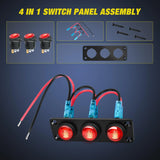 Nilight 3Gang 3Pin Pre-wired Toggle Switch Panel Red, view 5