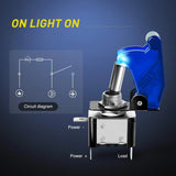 Nilight 3Gang 3Pin SPST ON/Off Blue Rocker Switch Panel w/ LED Light Flip Cover, view 4