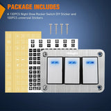 Nilight 3Gang Aluminum 3Pin ON/Off Blue Led Rocker Switch Panel, view 4