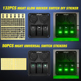 Nilight 3Gang Aluminum 5Pin ON/Off Green Rocker Switch Panel w/ Dual USB Charger | Cigarette Lighter Socket, view 4