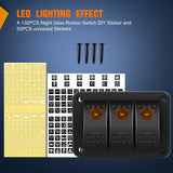 Nilight 3Gang Aluminum 5Pin ON/Off Rocker Switch Panel Orange, view 5