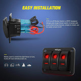 Nilight 3Gang Aluminum 5Pin ON/Off Rocker Switch Panel Red, view 4