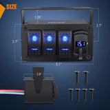 Nilight 3Gang Blue Rocker Switch Box w/ PD Type C | QC 3.0 USB Charger Voltmeter, view 2
