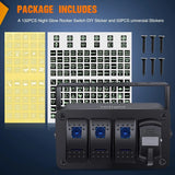 Nilight 3Gang Blue Rocker Switch Box w/ PD Type C | QC 3.0 USB Charger Voltmeter, view 4