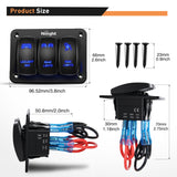Nilight 3Gang Led Light Bar/Rear Lights/Rock Lights 5Pin ON/Off Rocker Switch Panel Blue, view 2