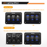 Nilight 3Gang Led Light Bar/Rear Lights/Rock Lights 5Pin ON/Off Rocker Switch Panel Blue, view 3