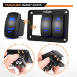 Nilight 3Gang Led Light Bar/Rear Lights/Rock Lights 5Pin ON/Off Rocker Switch Panel Blue, view 5