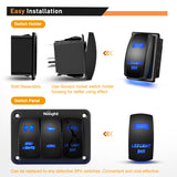 Nilight 3Gang Led Light Bar/Rear Lights/Rock Lights 5Pin ON/Off Rocker Switch Panel Blue, view 6