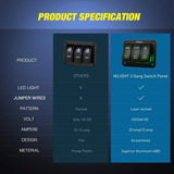 Nilight 3Gang Led Light Bar/Rear Lights/Rock Lights 5Pin ON/Off Rocker Switch Panel Green, view 6