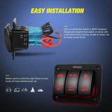 Nilight 3Gang Led Light Bar/Rear Lights/Rock Lights 5Pin ON/Off Rocker Switch Panel Red, view 3