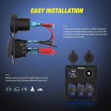 Nilight 3Gang Led Light Bar/Rear Lights/Rock Lights 5Pin ON/Off Rocker Switch Panel W/ USB Charger Cigarette Lighter, view 3