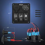 Nilight 3Gang Sasquatch Lights/Wench Power/Rear Lights 5Pin ON/Off Rocker Switch Panel W/ USB Charger LED Voltmeter, view 2