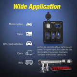 Nilight 3Gang Sasquatch Lights/Wench Power/Rear Lights 5Pin ON/Off Rocker Switch Panel W/ USB Charger LED Voltmeter, view 6