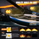 Nilight 3 Inch 1070LM Amber DRL Flood LED Pods (Pair) | 18AWG DT Wire, view 3
