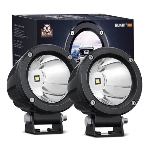 Nilight 3 Inch 10W 1065LM Spot Round Built-in EMC LED Work Lights (Pair)