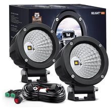 Nilight 3 Inch 10W 1080LM Flood Round Built-in EMC LED Work Lights (Pair) | 18AWG DT Wire