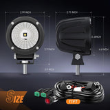 Nilight 3 Inch 10W 1080LM Flood Round Built-in EMC LED Work Lights (Pair) | 18AWG DT Wire, view 2