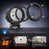 Nilight 3 Inch 10W 1080LM Flood Round Built-in EMC LED Work Lights (Pair) | 18AWG DT Wire, view 3