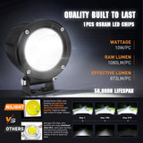 Nilight 3 Inch 10W 1080LM Flood Round Built-in EMC LED Work Lights (Pair), view 4