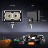 Nilight 3 Inch 10W 1160LM Flood Built-in EMC LED Work Lights (Pair) | 18AWG DT Wire, view 2