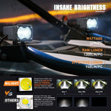 Nilight 3 Inch 10W 1300LM Spot Built-in EMC LED Work Lights (Pair) | 16AWG DT Wire, view 4