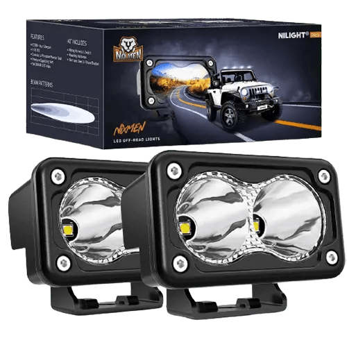 Nilight 3 Inch 10W 1300LM Spot Built-in EMC LED Work Lights (Pair)