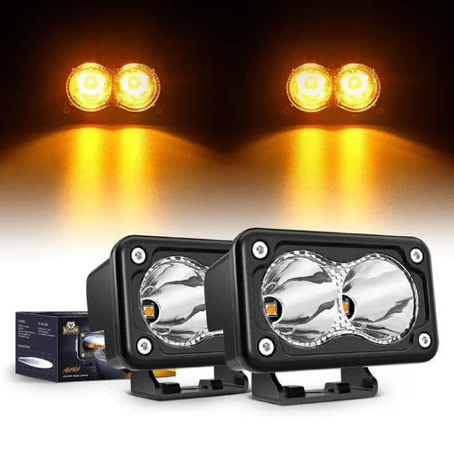 Nilight 3 Inch 10W 2360LM Amber Spot Built-in EMC LED Work Lights (Pair)