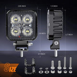Nilight 3 Inch 12W 1500LM Square Flood Built-in EMC Led Work Lights (Pair), view 2
