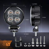 Nilight 3 Inch 12W 2940LM Amber Round Flood Built-in EMC LED Work Lights (Pair), view 2