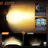 Nilight 3 Inch 12W 2940LM Amber Round Flood Built-in EMC LED Work Lights (Pair), view 4