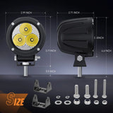 Nilight 3 Inch 15W 1550LM Spot Round Built-in EMC LED Work Lights (Pair) | 16AWG DT Wire, view 2