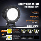 Nilight 3 Inch 15W 1550LM Spot Round Built-in EMC LED Work Lights (Pair) | 16AWG DT Wire, view 3