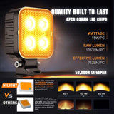 Nilight 3 Inch 15W 2100LM Square Amber Flood Built-in EMC Led Work Lights (Pair), view 5