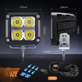 Nilight 3.2 Inch 20W 2510LM Square Spot DRL Led Pods (Pair) | 16AWG DT Wire, view 2