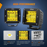 Nilight 3 Inch 42W Amber Cube Spot Flood LED Pods (Pair) | 12FT Wire 3Pin Switch, view 4