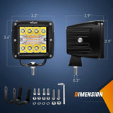 Nilight 3 Inch 42W Amber White Cube Spot Flood LED Pods (Pair) | 16AWG DT Wire, view 2