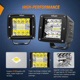 Nilight 3 Inch 42W Cube Triple Row Spot Flood Led Pods (Pair) | 2.5 Inch Tow Hitch Mount | 16AWG Wire 3Pin Switch, view 4