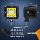 Nilight 3 Inch 42W Triple Row Cube Spot Flood LED Pods (2 Pairs) | 10FT Wire 3Pin Switch, view 2